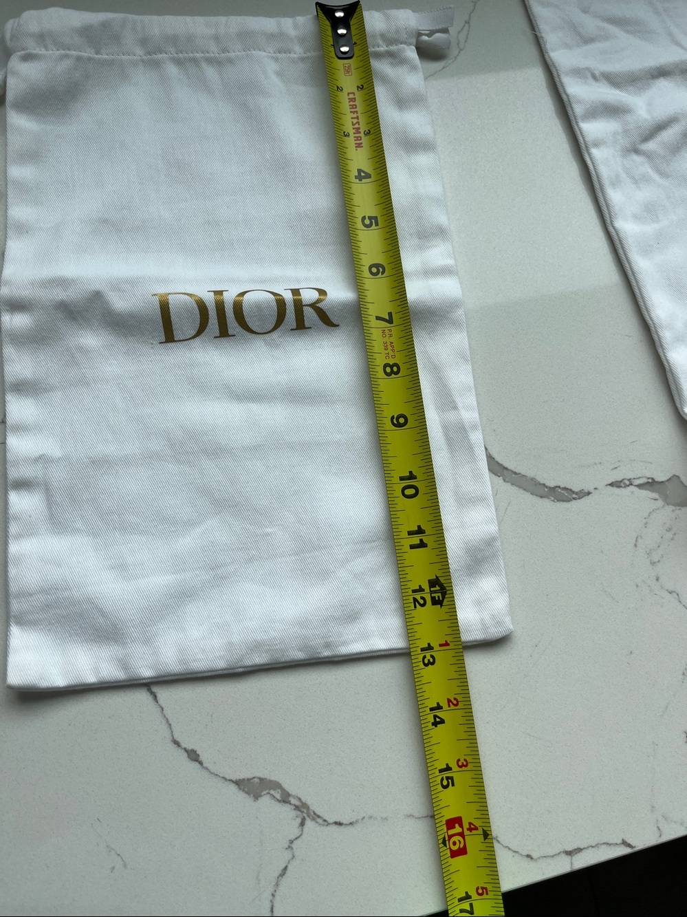 Dior White Cotton Drawstring Dust Bags with Gold Logo - Picture 4 of 7